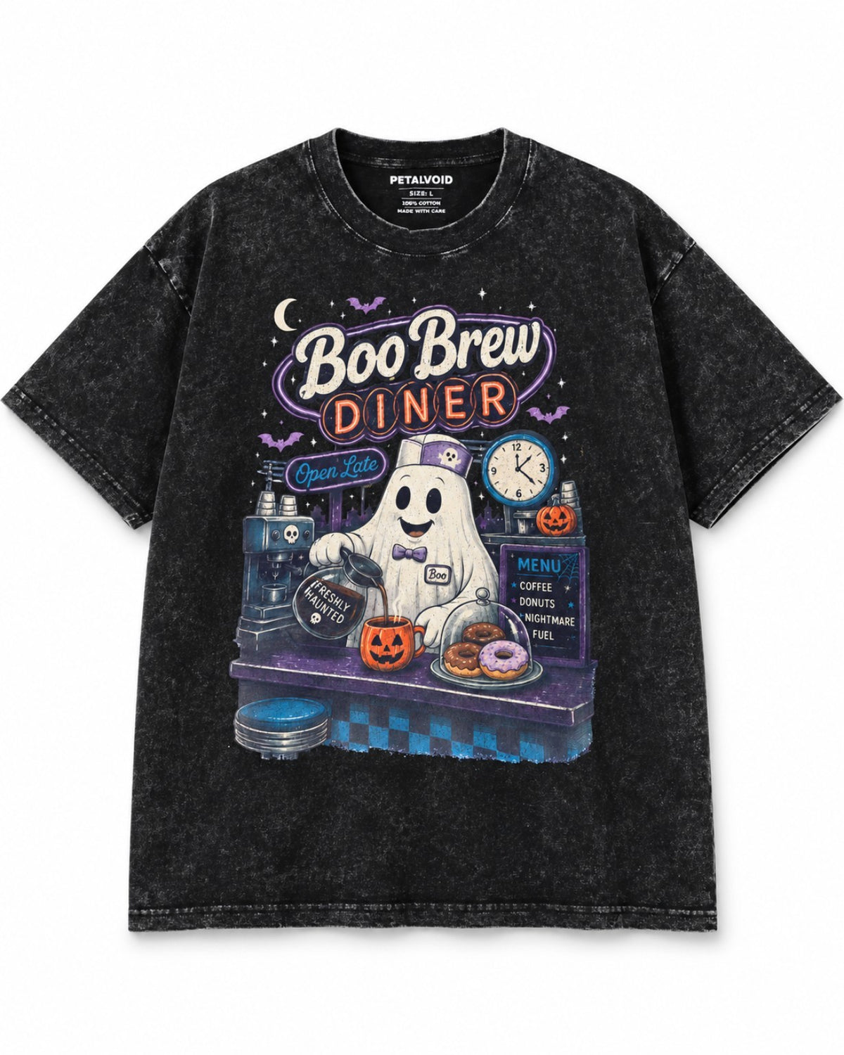 Boo Brew Diner Tee - Washed Black