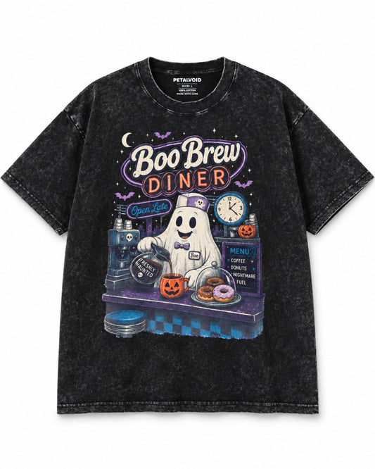 Boo Brew Diner Tee - Washed Black