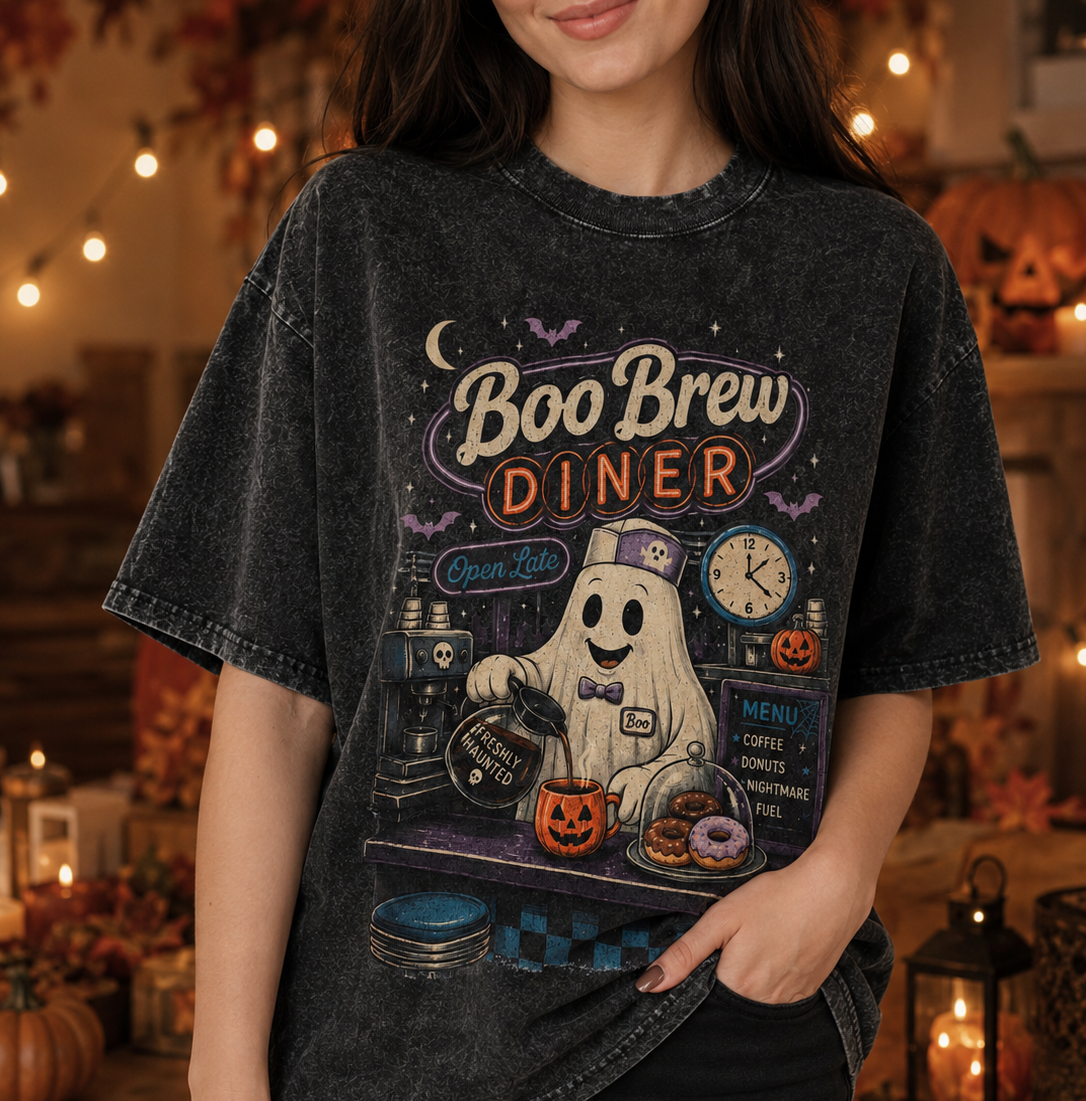 Boo Brew Diner Tee - Washed Black