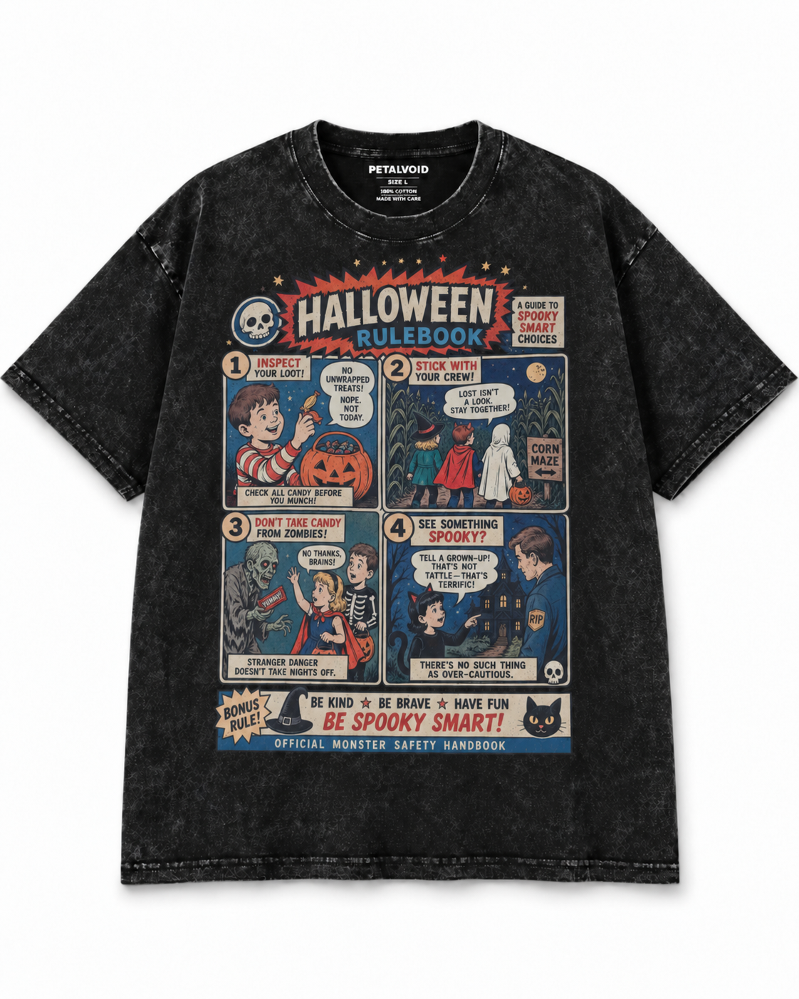 Halloween Rulebook Tee – Washed Black